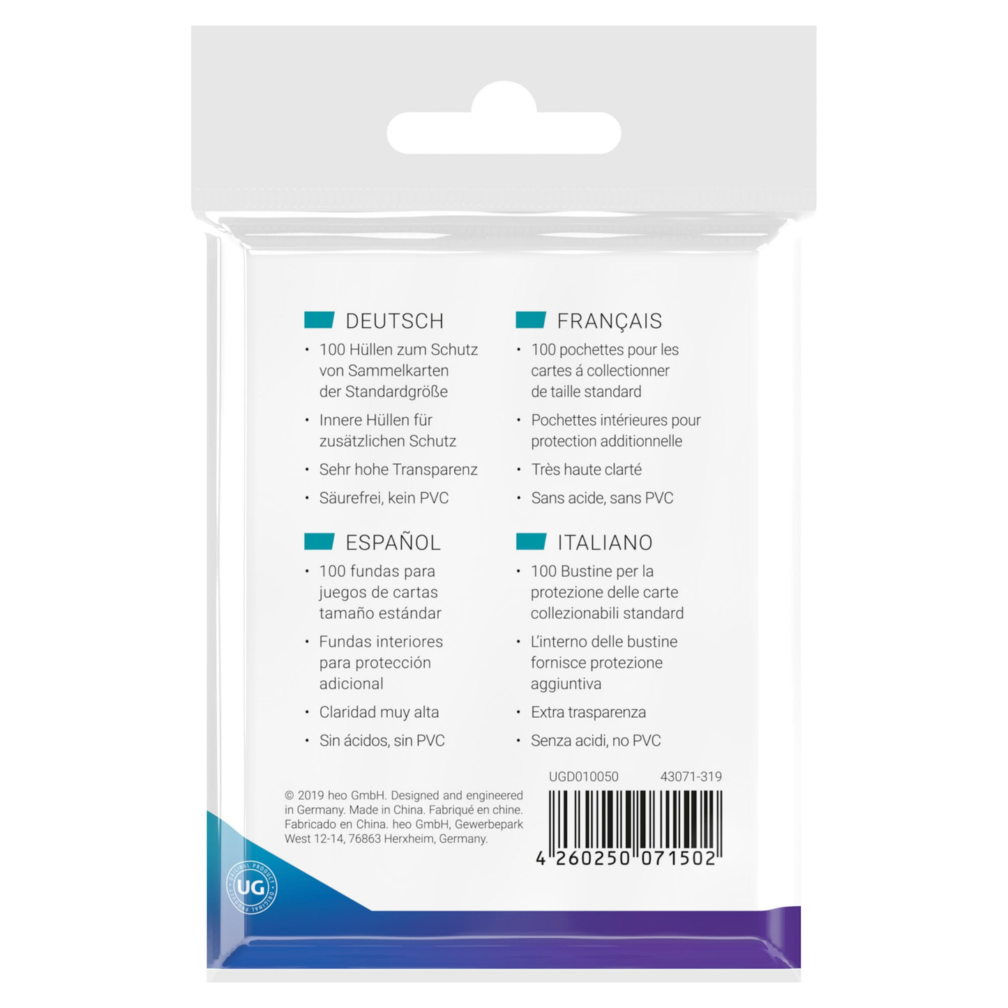 Ultimate Guard / Precise-Fit Sleeves / Karteneng / Standardgröße / 100 Stück