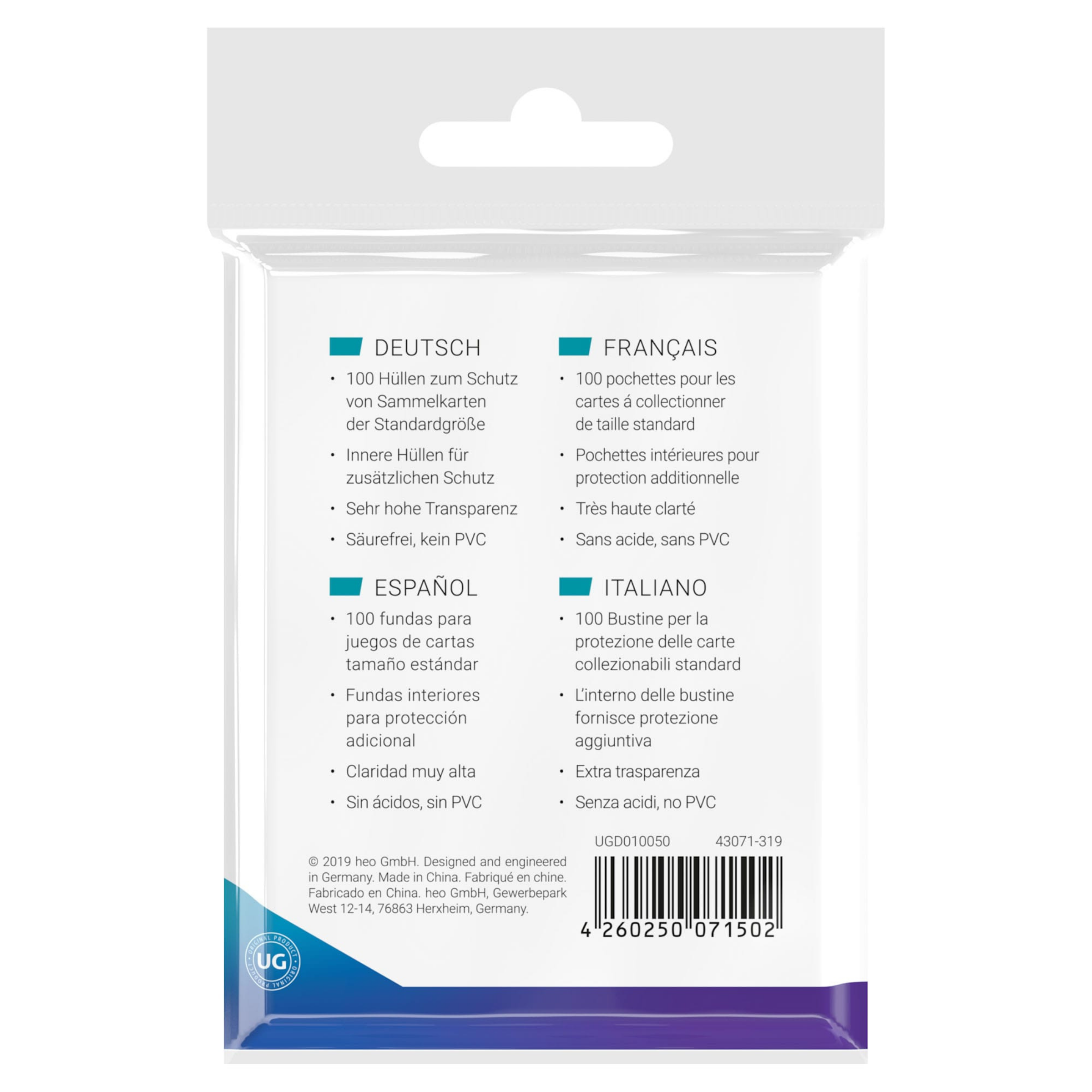 Ultimate Guard / Precise-Fit Sleeves / Karteneng / Standardgröße / 100 Stück