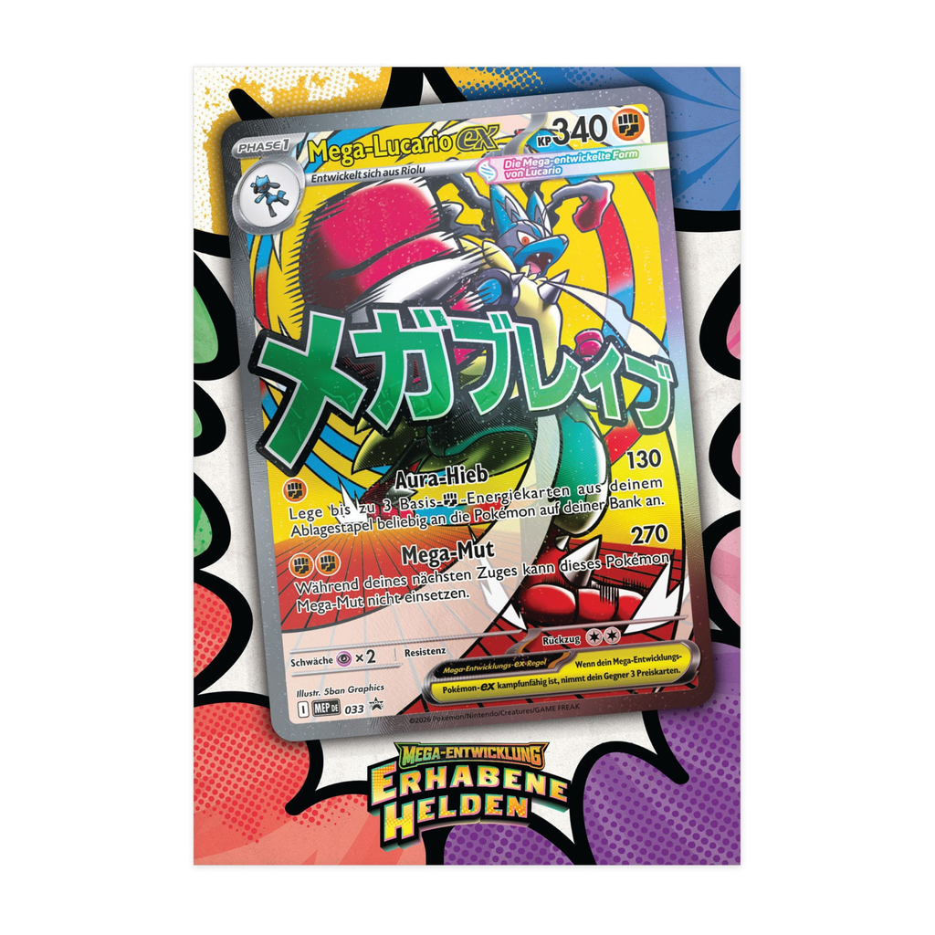 Pokemon Mega Entwicklung Erhabene Helden Premium Poster Kollektion Mega Lucario Promokarte Deutsch