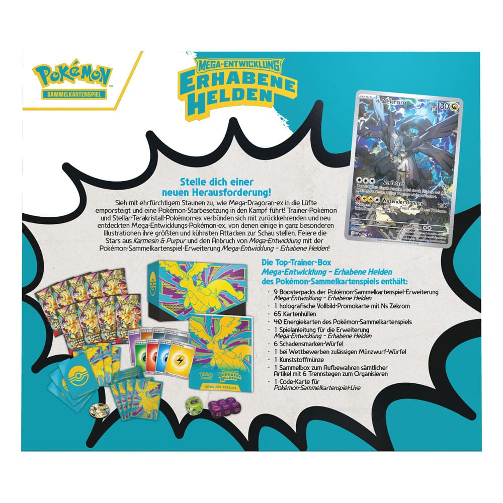 Pokemon Mega Entwicklung Erhabene Helden Top Trainer Box Rückseite Deutsch